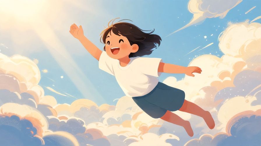 Illustration%20of%20a%20joyful%20person%20with%20a%20bright%20smile%2C%20floating%20gently%20among%20heavenly%20clouds%20and%20soft%20sunrays%2C%20detailed%20background%2C%20vibrant%20colors%2C%20illustrated%20style