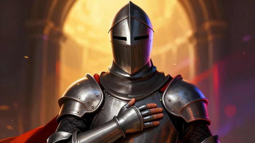 Illustration%20of%20a%20knight%20putting%20a%20hand%20over%20heart%20with%20a%20serious%20expression%2C%20dramatic%20lighting%2C%20vibrant%20colors