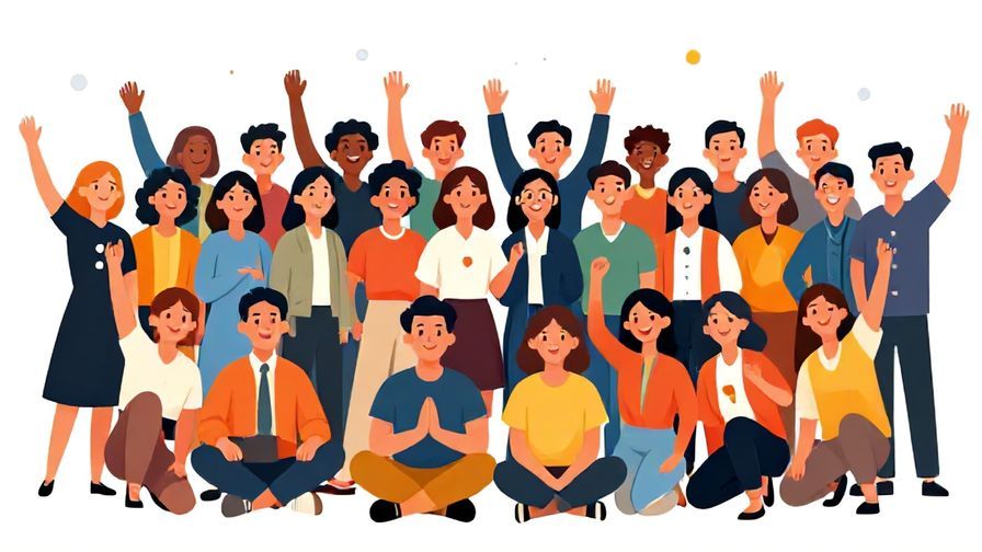 Illustration%20of%20a%20large%20group%20posing%20happily%20for%20a%20group%20photo%2C%20vibrant%20colors%2C%20illustrated%20style
