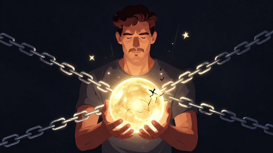 Illustration%20of%20a%20man%20holding%20a%20shining%20orb%20with%20glowing%20chains%20breaking%20around%20him%2C%20illustrated%20style