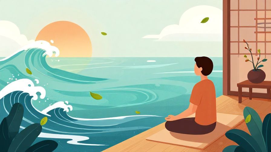 Illustration%20of%20a%20peaceful%20mindscape%20with%20calm%20waves%20and%20floating%20leaves%2C%20a%20person%20meditating%20serenely%20in%20a%20quiet%20room%2C%20vibrant%20colors%2C%20illustrated%20style