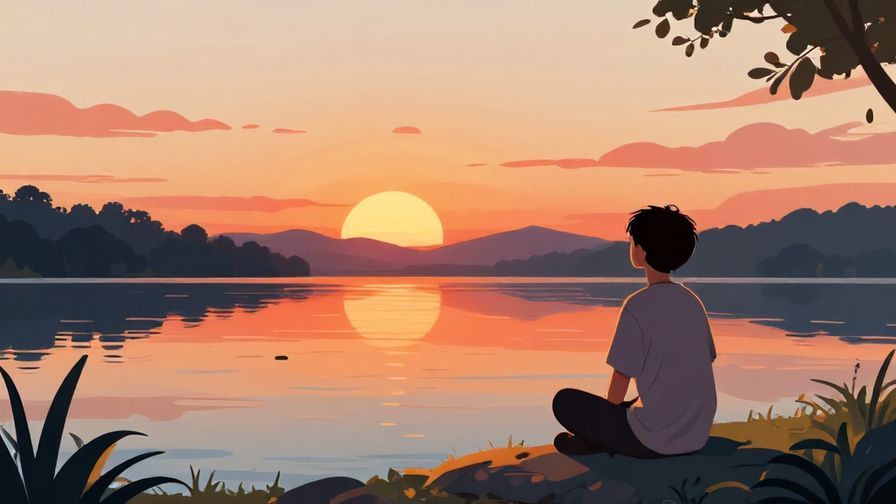 Illustration%20of%20a%20peaceful%20scene%20with%20a%20person%20calmly%20watching%20a%20sunset%20over%20a%20lake%2C%20reflecting%20acceptance%20and%20peace%2C%20vibrant%20colors%2C%20illustrated%20style