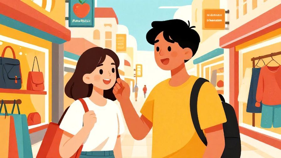 Illustration%20of%20a%20person%20asking%20another%20person%20with%20a%20hopeful%20expression%20in%20a%20shopping%20district.%20Bright%20colors%2C%20illustrated%20style