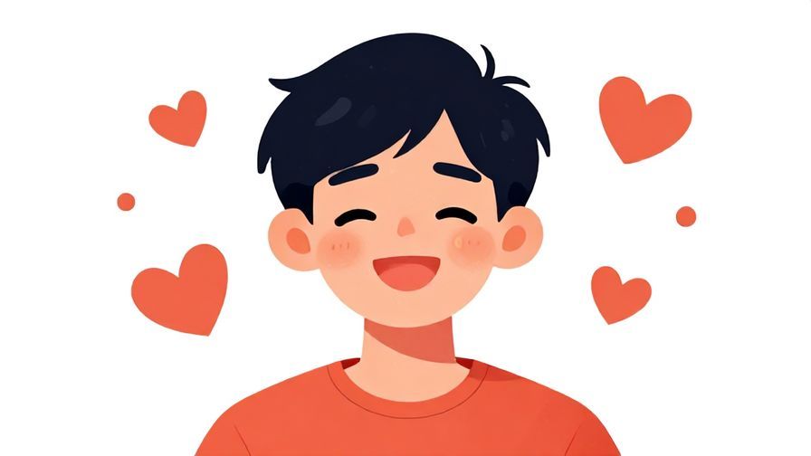 Illustration%20of%20a%20person%20blushing%20and%20smiling%20warmly%2C%20hearts%20floating%20around%20them%2C%20vibrant%20colors%2C%20illustrated%20style