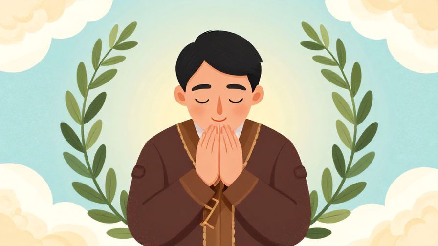 Illustration%20of%20a%20person%20bowing%20with%20a%20peaceful%20smile%20in%20a%20ceremonial%20setting%20with%20heavenly%20clouds%20and%20olive%20branches%20around%20them%2C%20illustrated%20style