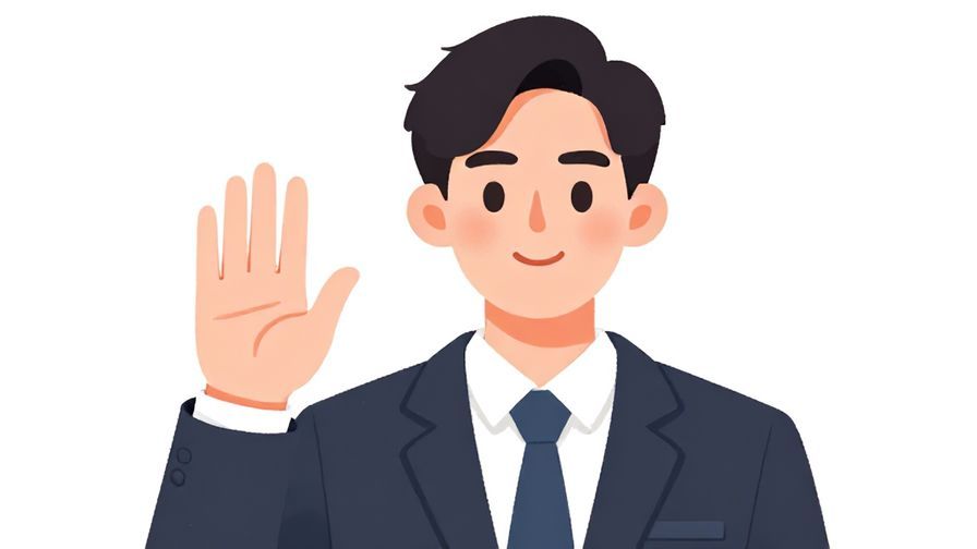 Illustration%20of%20a%20person%20calmly%20raising%20one%20hand%20with%20a%20gentle%20expression%2C%20formal%20setting%2C%20illustrated%20style