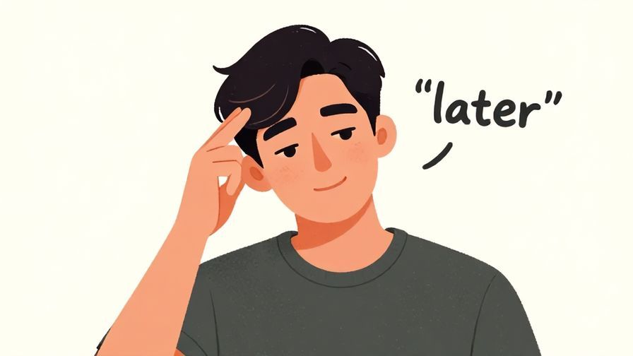 Illustration%20of%20a%20person%20calmly%20shaking%20their%20head%20while%20gesturing%20‘later’%20with%20a%20relaxed%20expression%2C%20soft%20background%2C%20illustrated%20style