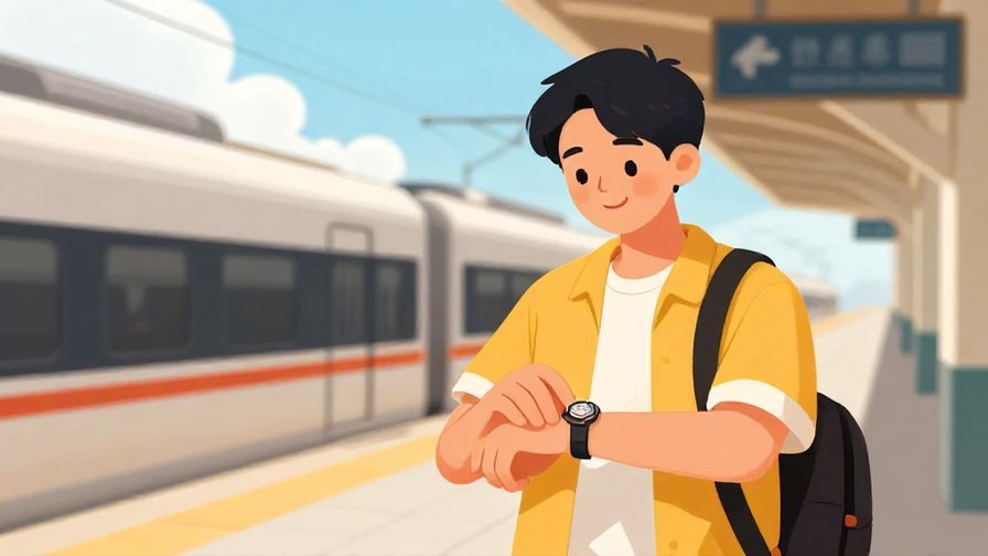 Illustration%20of%20a%20person%20checking%20their%20watch%20and%20waiting%20with%20a%20smile%20outside%20a%20train%20station%2C%20bright%20and%20inviting%20colors%2C%20illustrated%20style