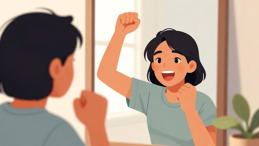 Illustration%20of%20a%20person%20cheering%20themselves%20on%20in%20front%20of%20a%20mirror%2C%20bright%20morning%20light%2C%20vibrant%20colors%2C%20illustrated%20style