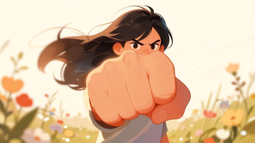 Illustration%20of%20a%20person%20clenching%20their%20fist%20with%20determined%20expression%2C%20standing%20strong%20amidst%20a%20gentle%20wind%20and%20softly%20blooming%20flowers%2C%20warm%20lighting%2C%20illustrated%20style