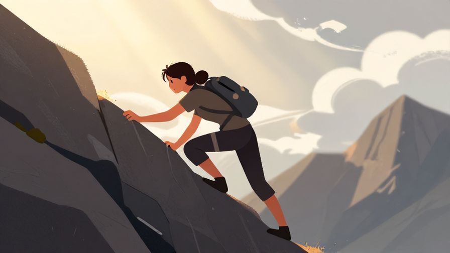 Illustration%20of%20a%20person%20climbing%20a%20steep%20mountain%20with%20determined%20expression%2C%20sunlight%20breaking%20through%20clouds%2C%20warm%20colors