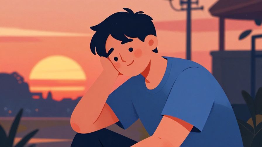 Illustration%20of%20a%20person%20coming%20home%20tired%20but%20smiling%2C%20sunset%20in%20the%20background%2C%20vibrant%20colors%2C%20illustrated%20style