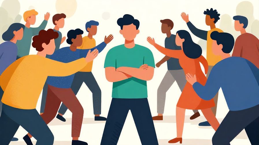 Illustration%20of%20a%20person%20crossing%20arms%20firmly%20while standing their ground%20amidst%20a%20crowd%20trying%20to%20push%20them%20gently%20away%2C%20vibrant%20colors%2C%20illustrated%20style