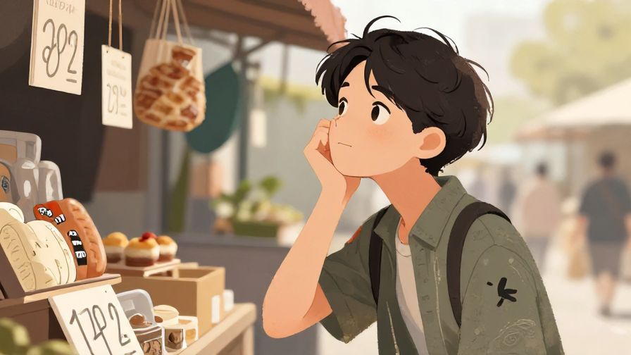 Illustration%20of%20a%20person%20dreamily%20wondering%20about%20the%20price%20of%20an%20item%2C%20soft%20lighting%2C%20casual%20market%20scene%2C%20illustrated%20style