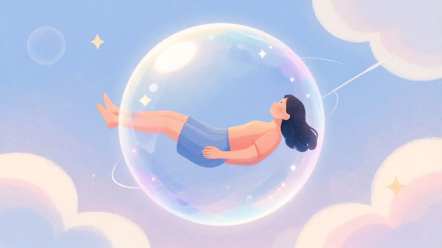 Illustration%20of%20a%20person%20floating%20peacefully%20inside%20a%20bubble%20surrounded%20by%20soft%20dreamy%20colors%2C%20illustrated%20style
