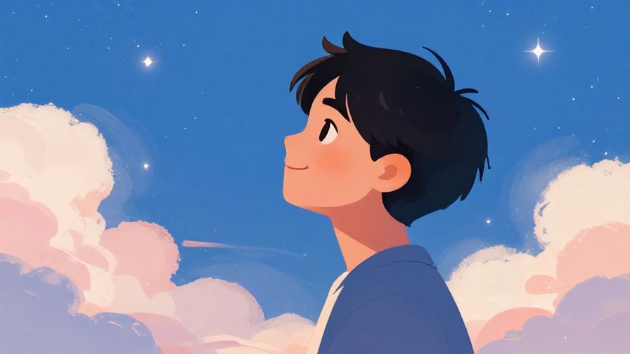 Illustration%20of%20a%20person%20gazing%20dreamily%20at%20a%20starry%20sky%20with%20soft%20clouds%20and%20a%20gentle%20smile%20on%20their%20face%2C%20vibrant%20colors%2C%20illustrated%20style