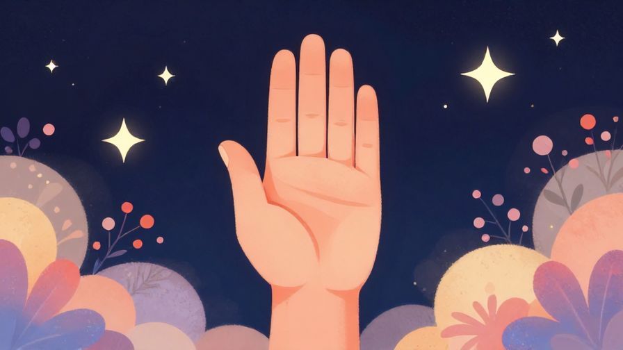 Illustration%20of%20a%20person%20gently%20raising%20a%20hand%20in%20a%20polite%20gesture%2C%20background%20with%20stars%20and%20soft%20floral%20patterns%2C%20vibrant%20colors%2C%20illustrated%20style