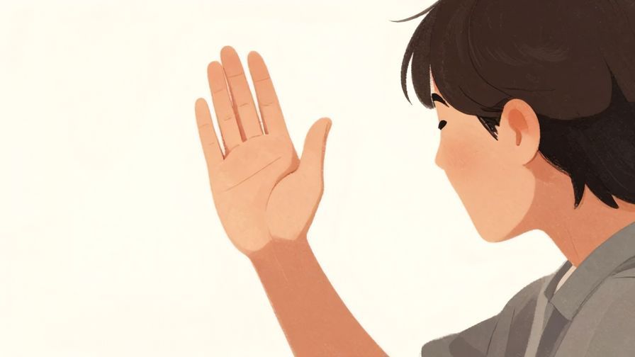 Illustration%20of%20a%20person%20gently%20raising%20a%20hand%20to%20ask%20someone%20to%20stop%20laughing%2C%20soft%20background%2C%20illustrated%20style