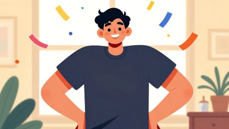 Illustration%20of%20a%20person%20grinning%20with%20hands%20behind%20their%20back%2C%20about%20to%20reveal%20a%20secret%2C%20a%20bright%20room%20with%20colorful%20confetti%20floating%20around%2C%20vibrant%20colors%2C%20illustrated%20style