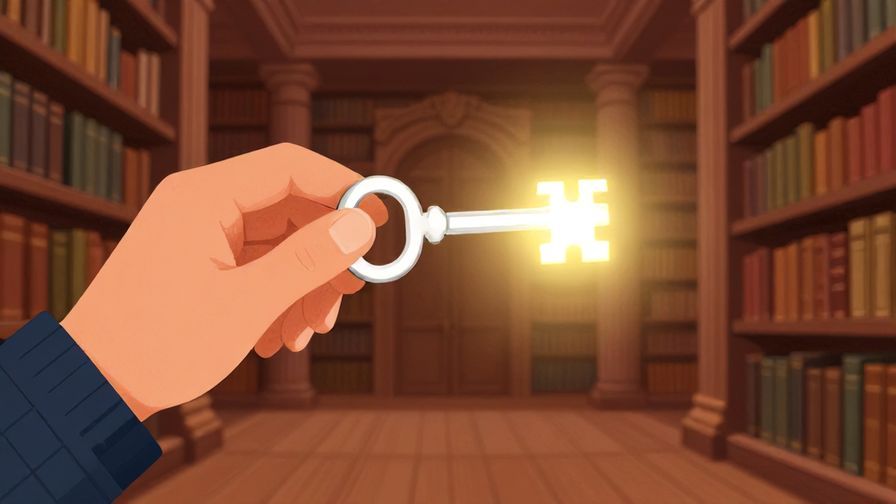 Illustration%20of%20a%20person%20holding%20a%20key%20that%20glows%20brightly%2C%20symbolizing%20unlocking%20knowledge%2C%20with%20an%20ancient%20library%20background%2C%20illustrated%20style