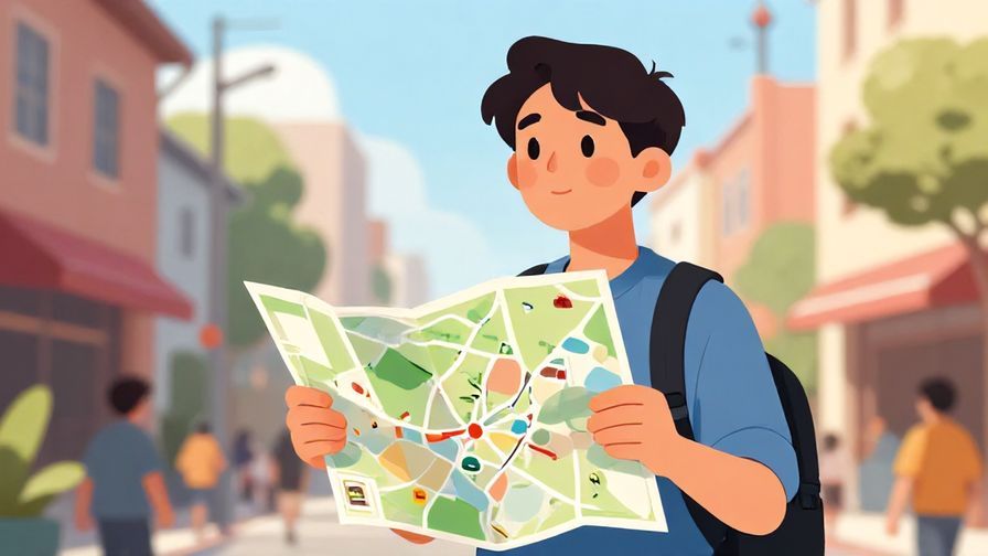 Illustration%20of%20a%20person%20holding%20a%20map%20and%20looking%20around%20curiously%20in%20a%20busy%20street%20with%20buildings.%20Bright%20colors%2C%20illustrated%20style