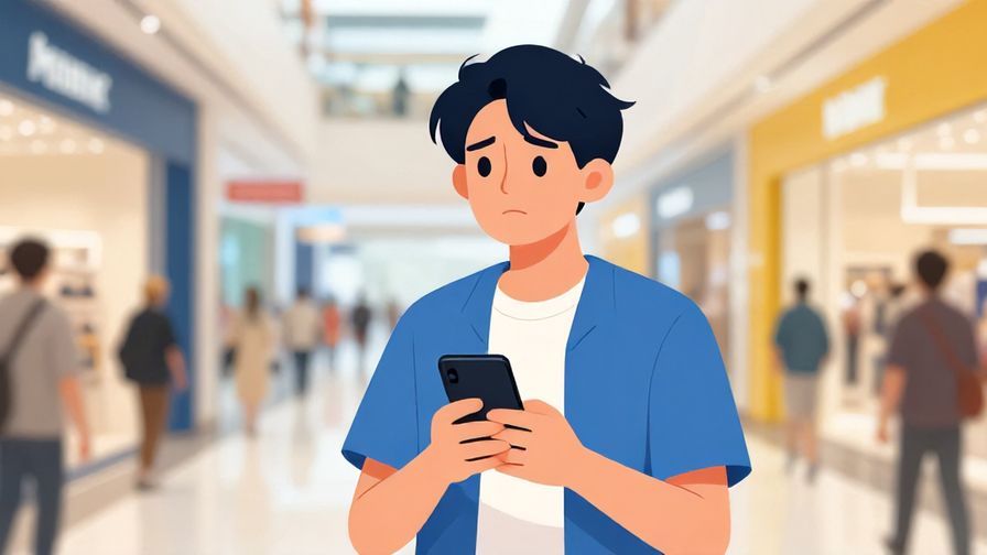 Illustration%20of%20a%20person%20holding%20a%20phone%20and%20looking%20around%20nervously%20in%20a%20mall%20hallway.%20Bright%20colors%2C%20illustrated%20style