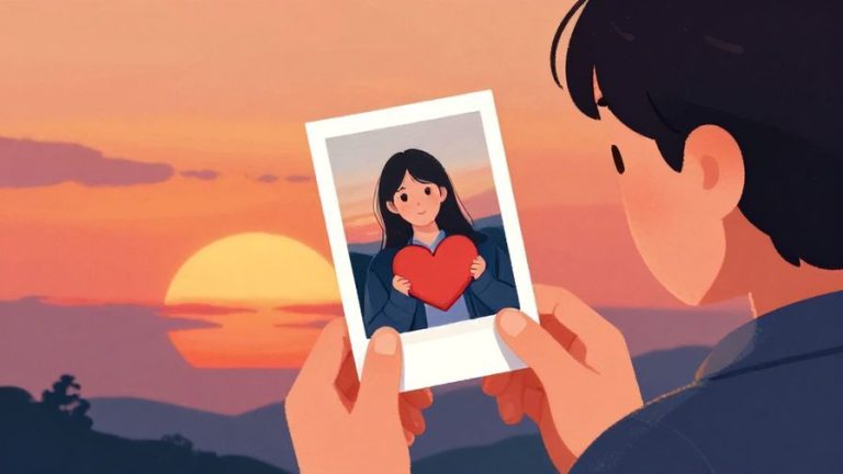 Illustration%20of%20a%20person%20holding%20a%20photo%20close%20to%20their%20heart%2C%20looking%20nostalgic%20against%20a%20sunset%20background%2C%20vibrant%20colors%2C%20illustrated%20style