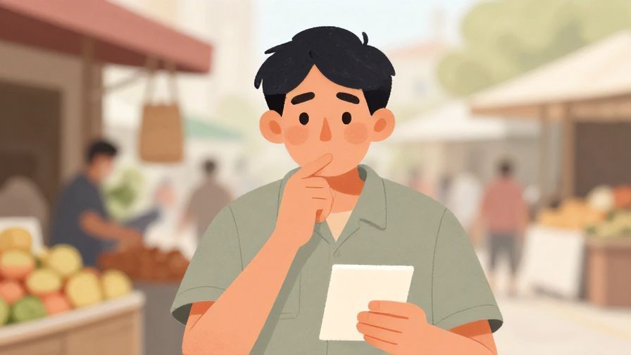Illustration%20of%20a%20person%20holding%20an%20item%20and%20wondering%20about%20the%20price%2C%20thoughtful%20expression%2C%20soft%20outdoor%20market%20background%2C%20illustrated%20style