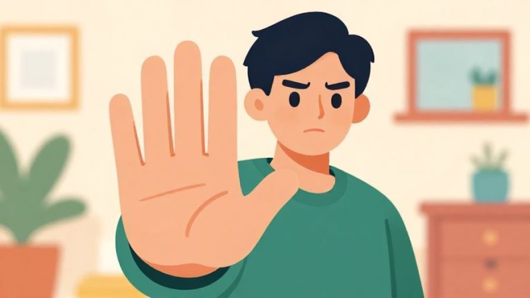 Illustration%20of%20a%20person%20holding%20up%20a%20hand%20in%20a%20stopping%20gesture%20with%20a%20slightly%20annoyed%20face%2C%20colorful%20room%20background%2C%20illustrated%20style