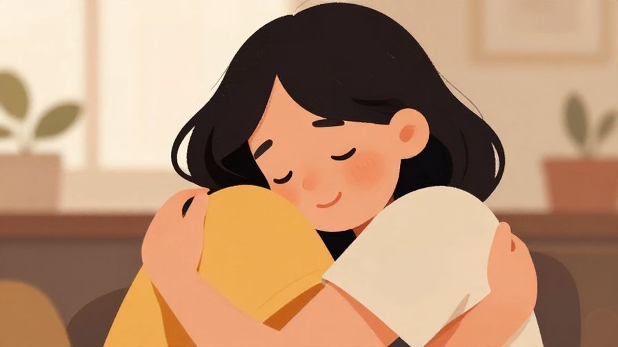 Illustration%20of%20a%20person%20hugging%20themselves%20tightly%2C%20blushing%20and%20smiling%2C%20warm%20indoor%20setting%2C%20illustrated%20style