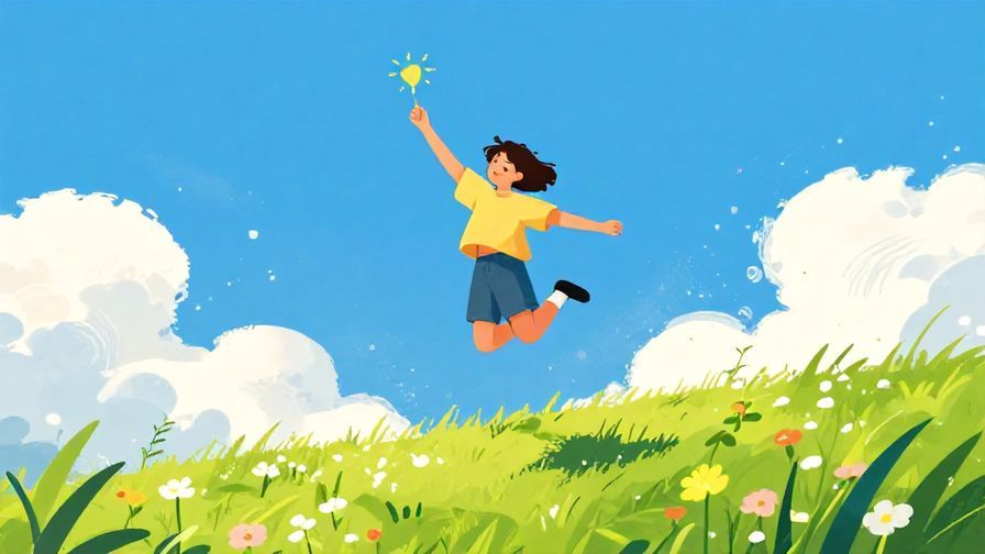 Illustration%20of%20a%20person%20joyfully%20jumping%20with%20a%20light%20heart%20symbol%20floating%20above%20in%20a%20sunny%20meadow%2C%20vibrant%20colors%2C%20illustrated%20style