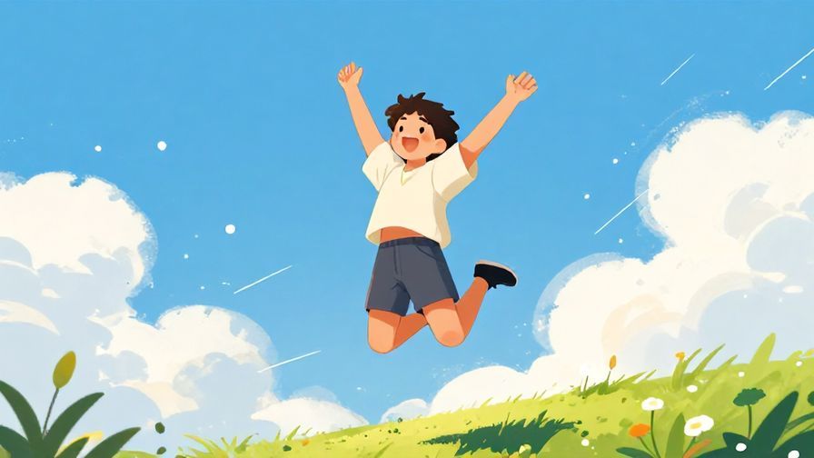 Illustration%20of%20a%20person%20jumping%20with%20joy%20after%20success%2C%20bright%20sunlight%2C%20vibrant%20colors%2C%20illustrated%20style