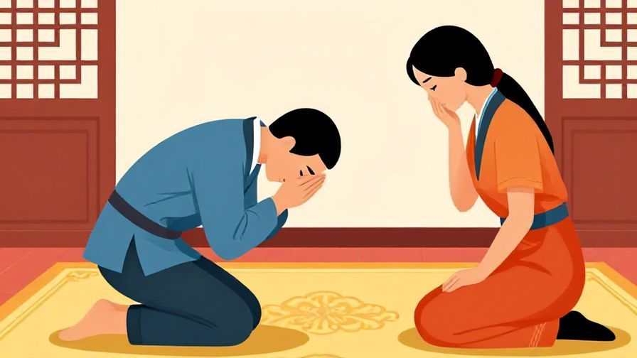 Illustration%20of%20a%20person%20kneeling%20and%20bowing%20deeply%20in%20apology%2C%20while%20another%20person%20nods%20acceptingly%20in%20a%20traditional%20room%2C%20vibrant%20colors%2C%20illustrated%20style