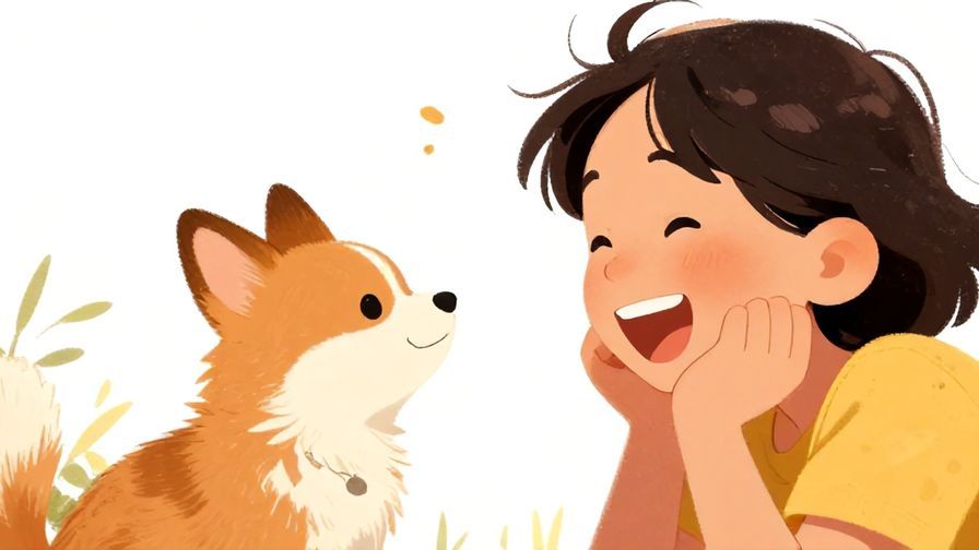 Illustration%20of%20a%20person%20laughing%20joyfully%20while%20looking%20at%20a%20cute%20animal%20doing%20something%20funny%2C%20bright%20and%20warm%20colors%2C%20illustrated%20style