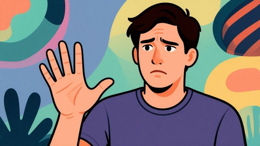 Illustration%20of%20a%20person%20looking annoyed%2C%20with%20a%20hand%20gesture%20signaling%20“stop”%2C%20set%20against%20a%20colorful%20background%20with%20abstract%20shapes%20emphasizing%20impatience%2C%20illustrated%20style
