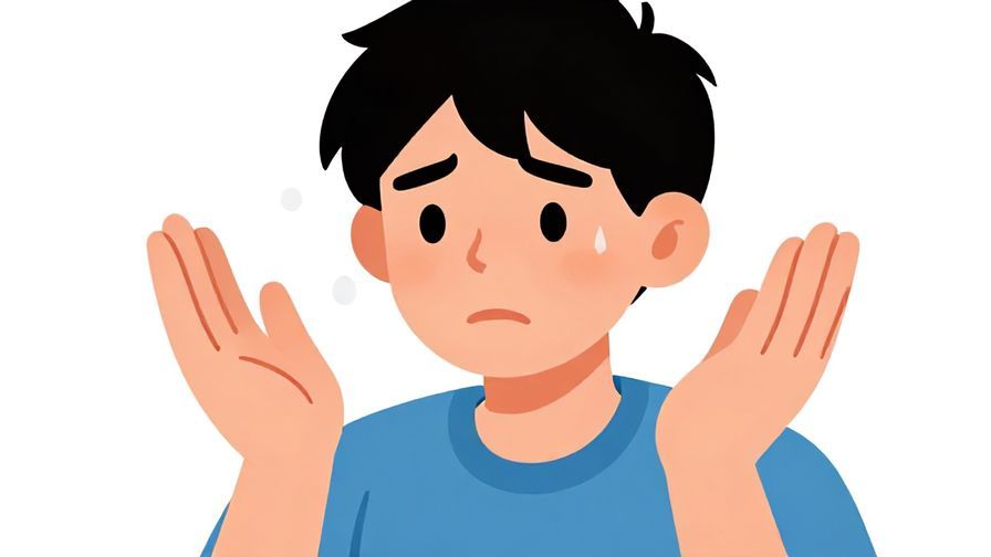 Illustration%20of%20a%20person%20looking at%20their%20palms%20with%20nervous%20expression%20and%20visible%20sweat%20drops%2C%20bright%20colors%2C%20illustrated%20style