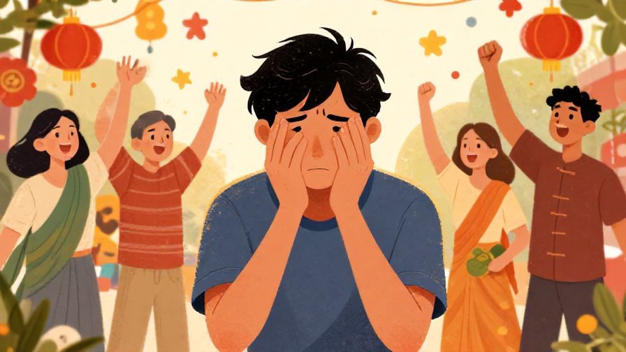 Illustration%20of%20a%20person%20looking guilty%20while others%20are%20celebrating%20a%20festival%20joyfully%2C%20detailed%20background%2C%20vibrant%20colors%2C%20illustrated%20style