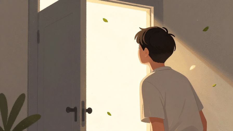 Illustration%20of%20a%20person%20looking%20at%20a%20door%20eagerly%20waiting%20with%20bright%20light%20coming%20through%20and%20floating%20leaves%2C%20illustrated%20style