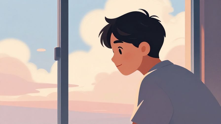 Illustration%20of%20a%20person%20looking%20at%20a%20window%2C%20smiling%20softly%20with%20a%20slight%20lean%20forward%2C%20background%20with%20soft%20clouds%20and%20sunset%20colors%2C%20illustrated%20style
