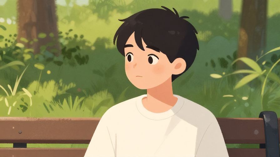 Illustration%20of%20a%20person%20looking%20away%20hesitantly%20with%20a%20soft%20expression%2C%20park%20bench%20background%2C%20illustrated%20style