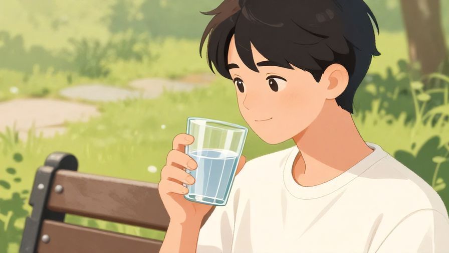 Illustration%20of%20a%20person%20looking%20thoughtfully%20at%20a%20glass%20of%20water%20with%20a%20soft%20smile%2C%20park%20bench%20background%2C%20illustrated%20style