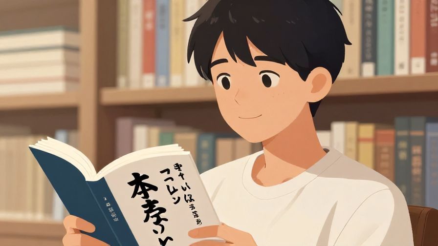 Illustration%20of%20a%20person%20looking%20thoughtful%20while%20holding%20a%20Japanese%20dictionary%20and%20smiling%20slightly%2C%20detailed%20background%20with%20books%20and%20soft%20lighting%2C%20illustrated%20style