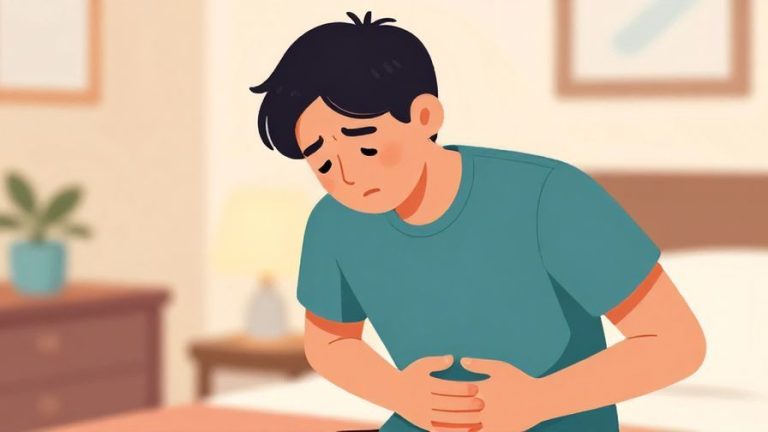 Illustration%20of%20a%20person%20looking%20tired%2C%20holding%20their%20stomach%2C%20with%20a%20softly%20blurred%20background%20of%20a%20bedroom%20and%20warm%20lighting%2C%20vibrant%20colors%2C%20illustrated%20style