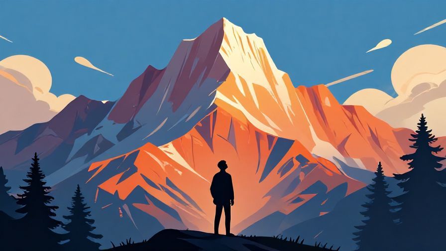 Illustration%20of%20a%20person%20looking%20up%20in%20awe%20at%20a%20towering%20mountain%2C%20vibrant%20colors%20and%20dramatic%20lighting%2C%20illustrated%20style