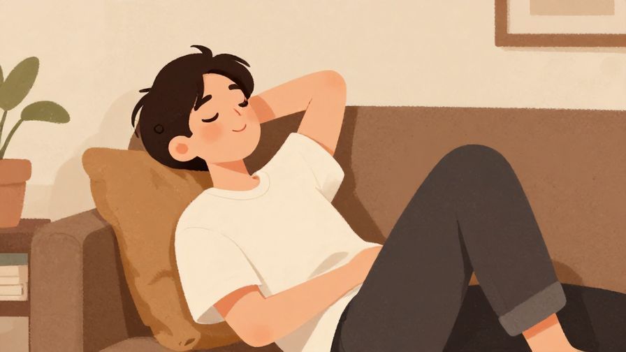 Illustration%20of%20a%20person%20lounging%20comfortably%20in%20a%20cozy%20room%20with%20soft%20lighting%2C%20peaceful%20expression%2C%20warm%20colors%2C%20illustrated%20style