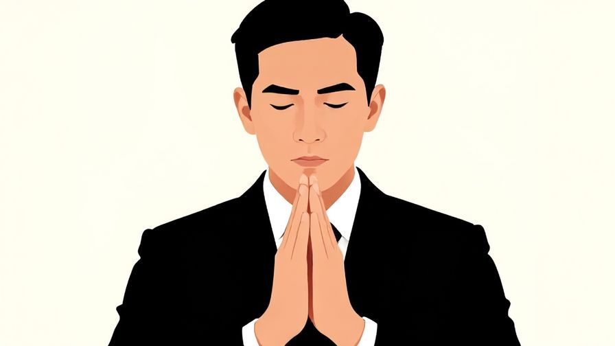 Illustration%20of%20a%20person%20making%20a solemn%20gesture%20with%20hands%20folded%20and%20serious%20expression%2C%20formal%20setting%2C%20illustrated%20style