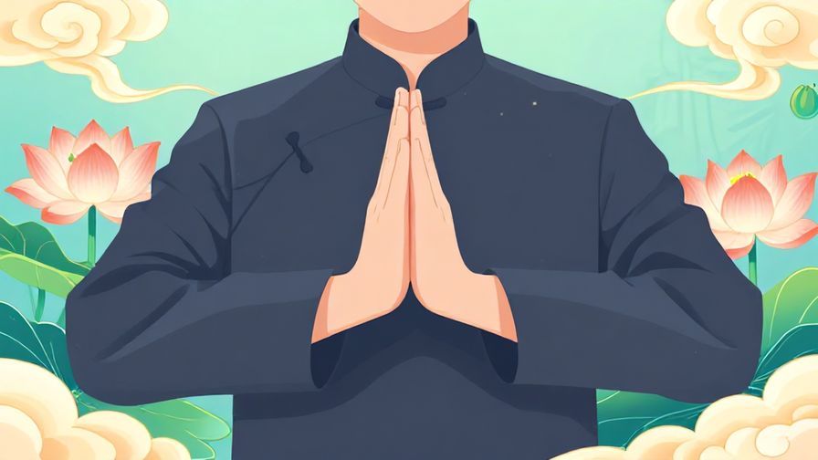 Illustration%20of%20a%20person%20making%20a%20respectful%20gesture%20with%20a%20soft%20formal%20background%20including%20lotus%20flowers%20and%20heavenly%20clouds%2C%20vibrant%20colors%2C%20illustrated%20style