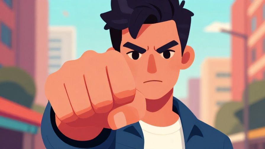 Illustration%20of%20a%20person%20making%20a%20strong%20fist%20gesture%20with%20determined%20expression%2C%20vibrant%20colors%2C%20urban%20background%2C%20illustrated%20style