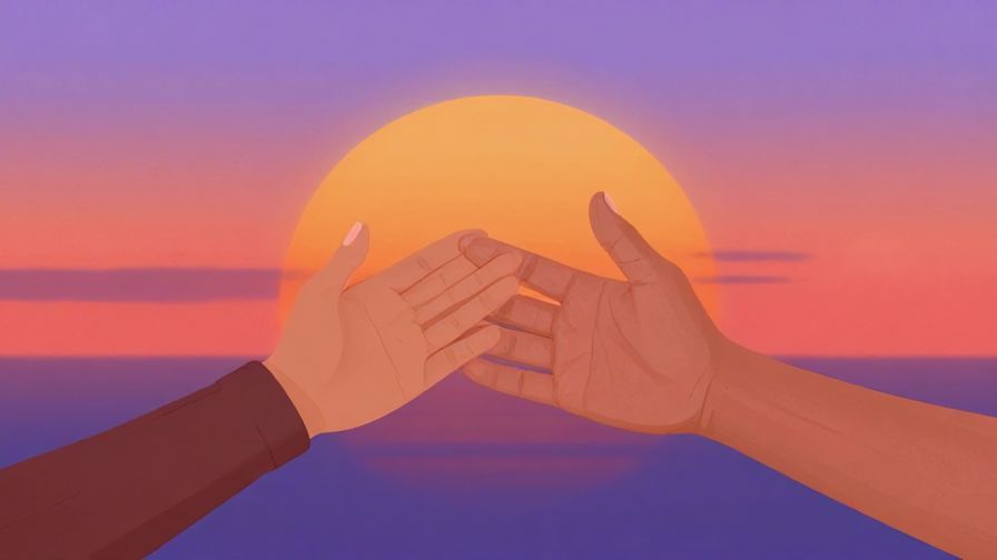 Illustration%20of%20a%20person%20offering%20a%20peaceful%20gesture%20with%20an%20open%20hand%20towards%20another%20person%2C%20symbolizing%20forgiveness%2C%20soft%20sunset%20background%2C%20vibrant%20colors%2C%20illustrated%20style