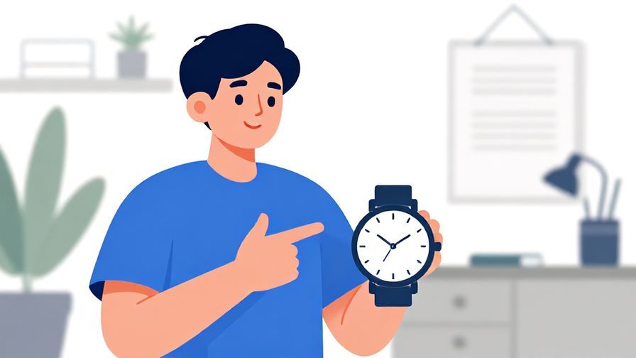 Illustration%20of%20a%20person%20pointing%20at%20a%20watch%20with%20a%20reassuring%20smile%2C%20bright%20office%20background%2C%20vibrant%20colors%2C%20illustrated%20style